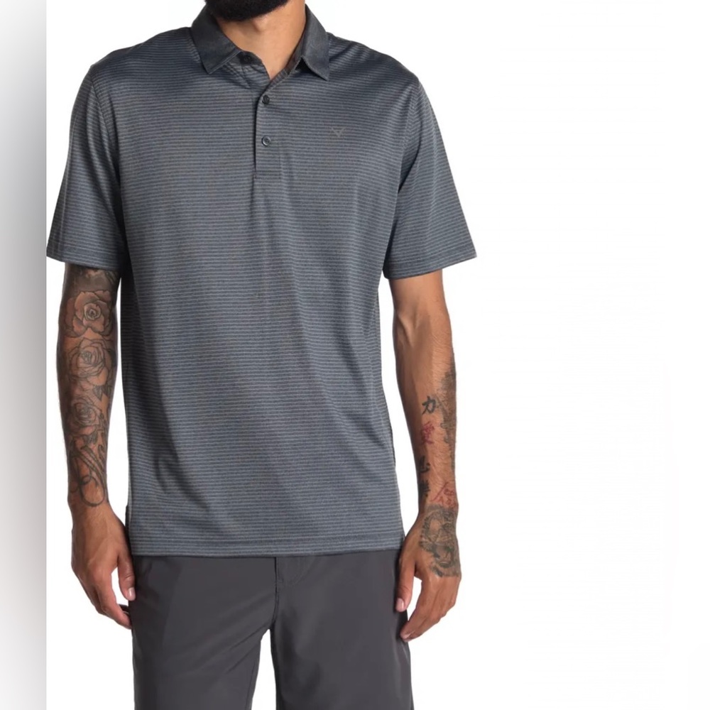 Callaway Golf Heather Micro Stripe Polo Black Heather, Men’s XXL - NWT